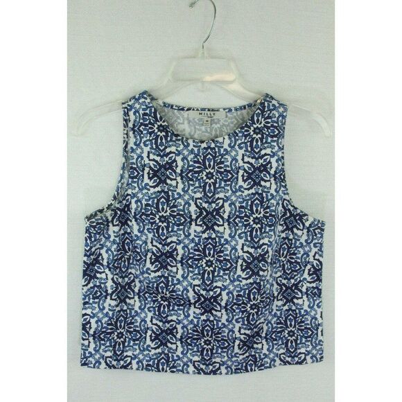 Milly Skirt Set Women's Small XS 2 Pc Cotton Floral Print Blue - Picture 3 of 6